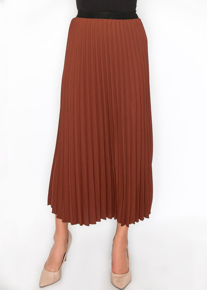 Classic Pleated Rust Midi Skirt 7832915083324