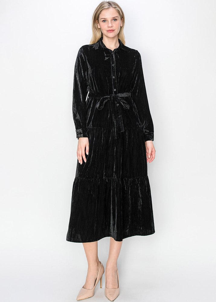 Elegant Black Velvet Dress 7832918261820