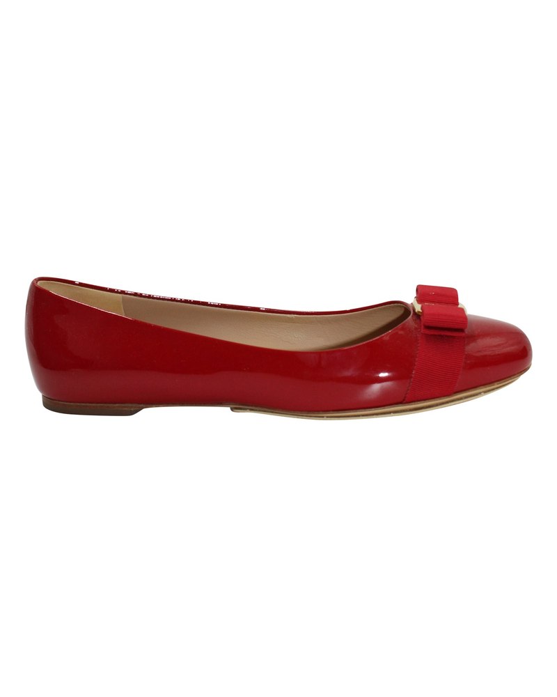 Salvatore Ferragamo Varina Ballet Flats in Red Patent Leather 7703693000764