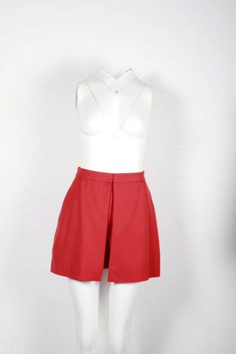 Alexander McQueen Box Pleat Mini Skirt in Red Cotton 7703694082108