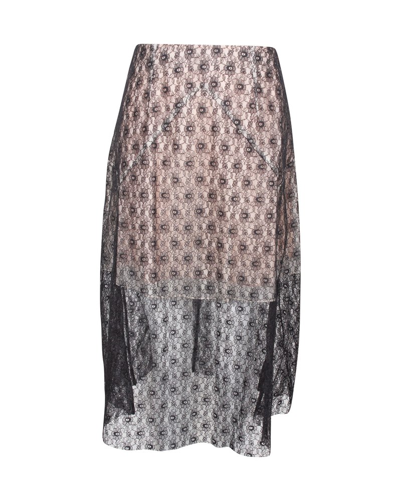 Stella McCartney Knee Length Lace Skirt in Black Silk 7703694966844