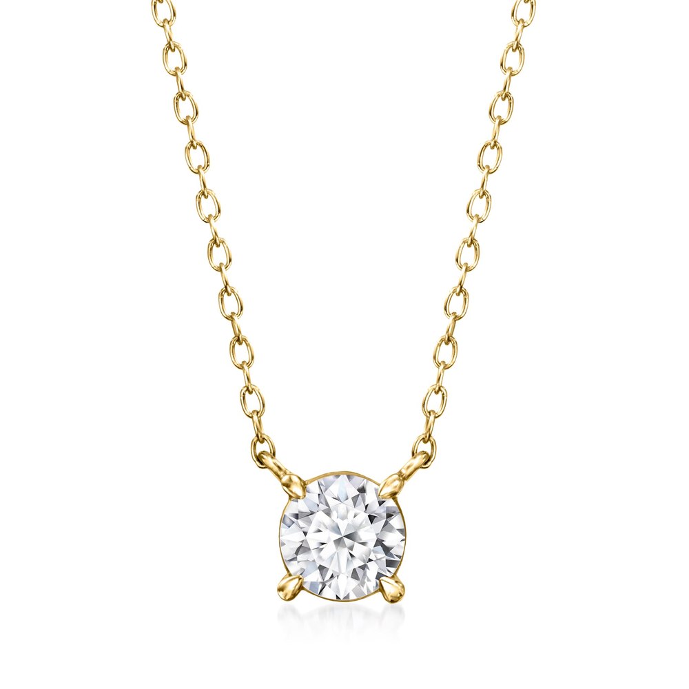 Ross-Simons Lab-Grown Diamond Solitaire Necklace in 18kt Gold Over Sterling