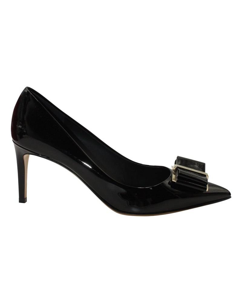 Salvatore Ferragamo Zeri 70 Bow-Embellished Pumps in Black Patent Leather 7703698440252