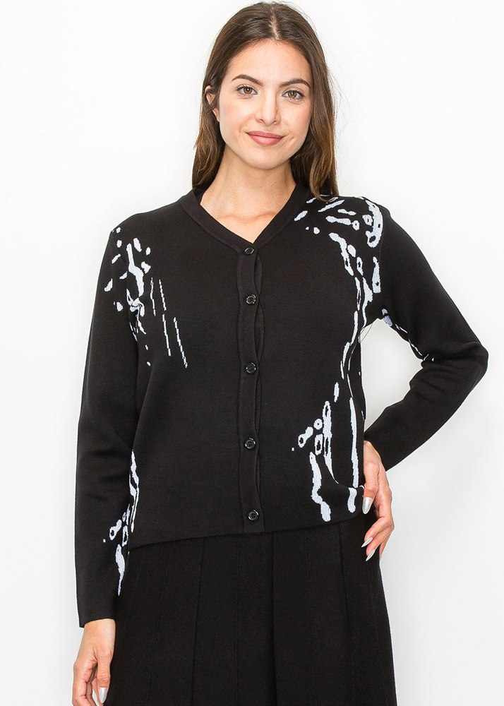 Abstract Pattern Button-Up Cardigan 7832933990460