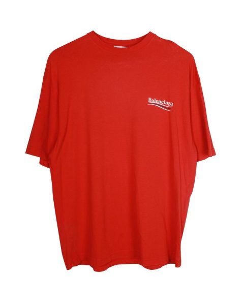 Balenciaga Political Campaign Logo T-shirt in Red Cotton 7703704141884
