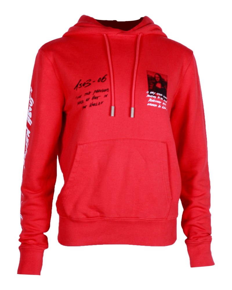 Off-White Mona Lisa Print Hoodie in Red Cotton 7703704174652