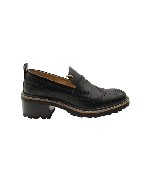 Chloé Franne Tread-Sole Penny Loafers In Black Leather 7703705157692
