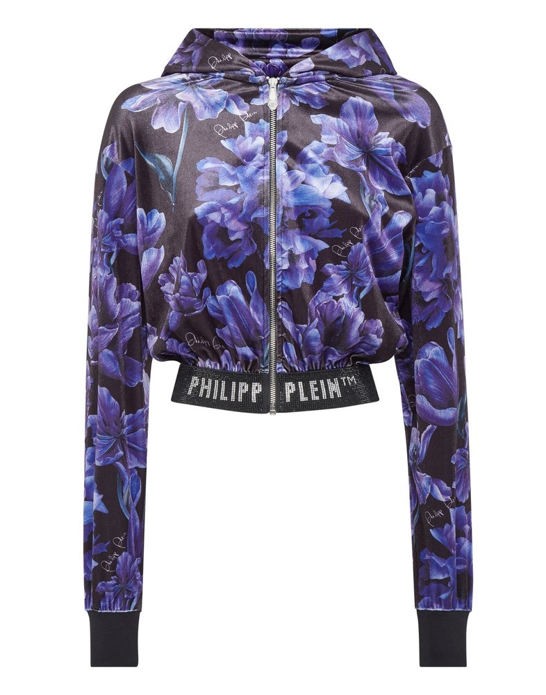 Cropped Hoodie Sweatjacket Flowers 7805804576828