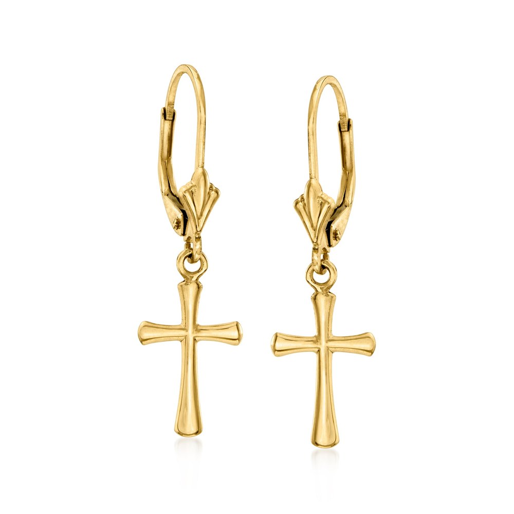 Canaria 10kt Yellow Gold Cross Drop Earrings