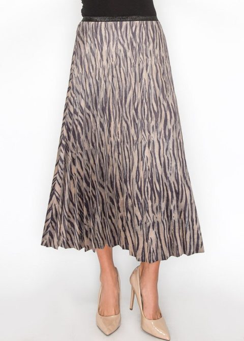 Striped Safari Pleated Skirt 7833068109884