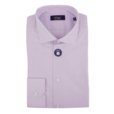 Cavalli Class Mens Lilac Dress Shirts Long Sleeve With Emb 7805819256892