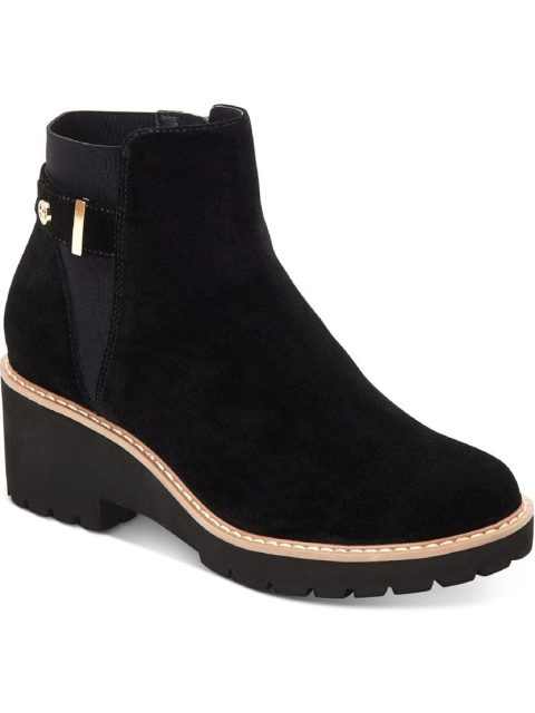Vaass Womens Suede Ankle Wedge Boots