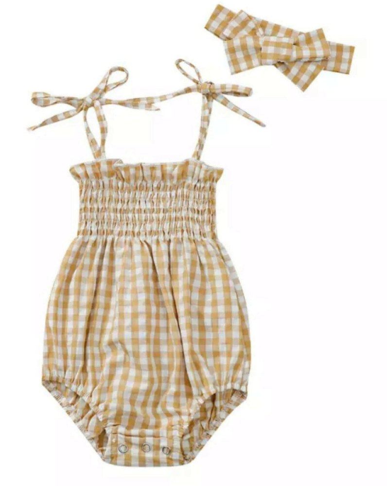Tiny Honey Bubble Romper and Headband Set