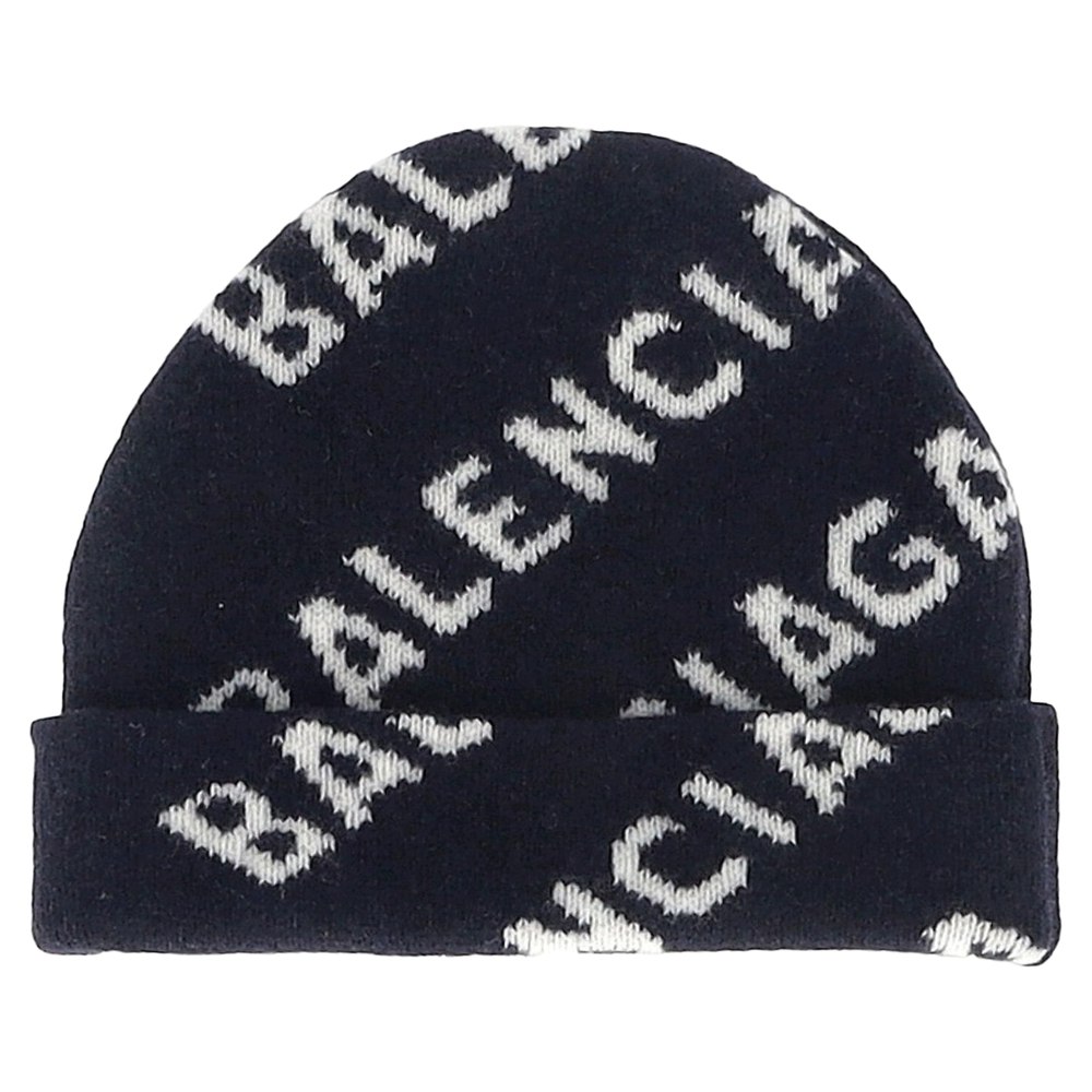 Balenciaga Logo Knit Beanie in Black Wool 7833156943932