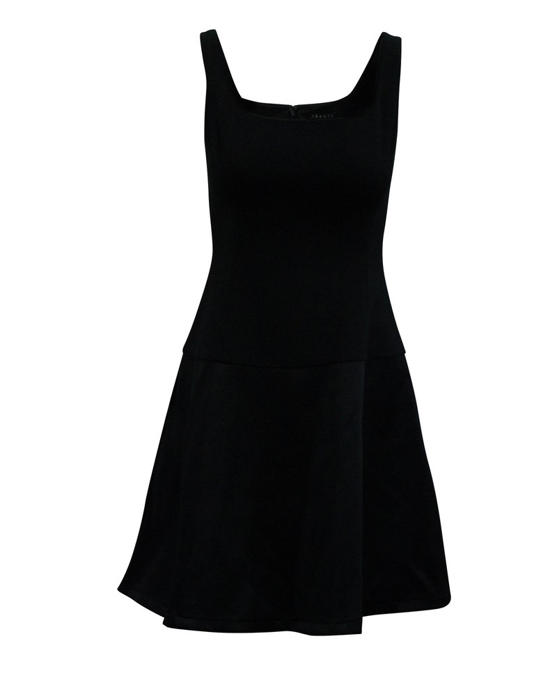 Theory Square Neckline Sleeveless Dress in Black Triacetate 7833164382268