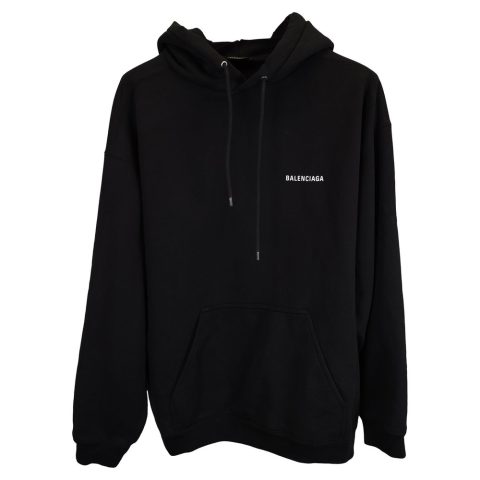 Balenciaga Terry Logo Pullover Hoodie in Black Cotton 7833167003708