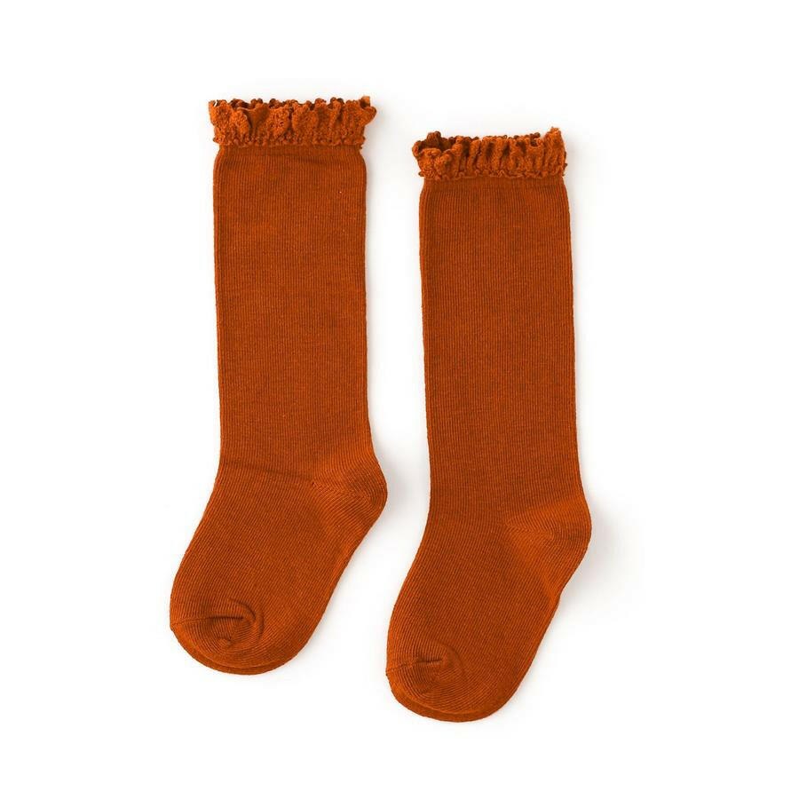 Pumpkin Spice Lace Top Knee High Socks