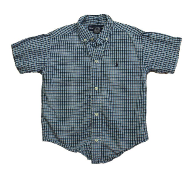Ralph Lauren Boys Blue Plaid Button Down Short Sleeve 7805824827452