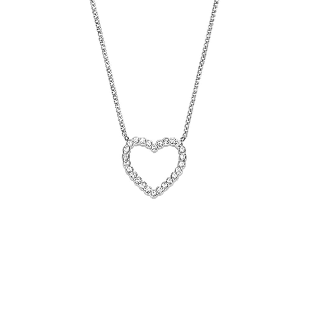 Fossil Women’s Sadie Open Hearted Stainless Steel Chain Necklace