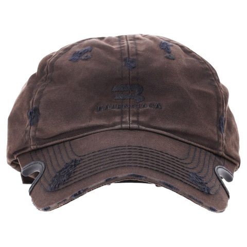 Balenciaga Sporty B Sunfaded Baseball Cap in Brown Cotton 7833181847612