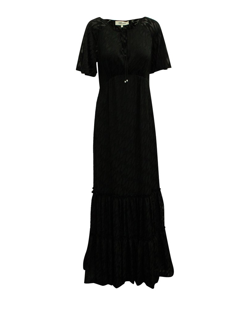 Diane Von Furstenberg Semi Sheer Dress with Tiger Design in Black Viscose 7833185222716