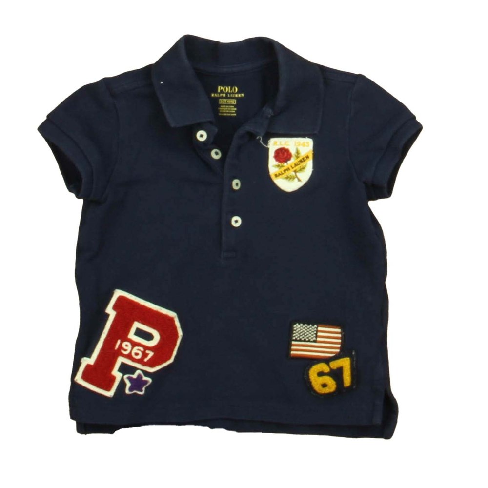 Ralph Lauren Boys Navy | Red Patches Polo Shirt 7805830496316