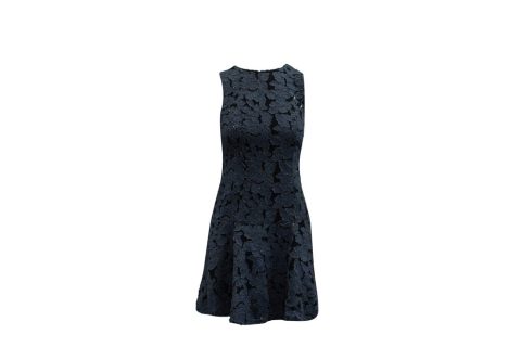 Alice + Olivia Fona Denim Floral Lace Dress in Blue Polyester 7833191022652