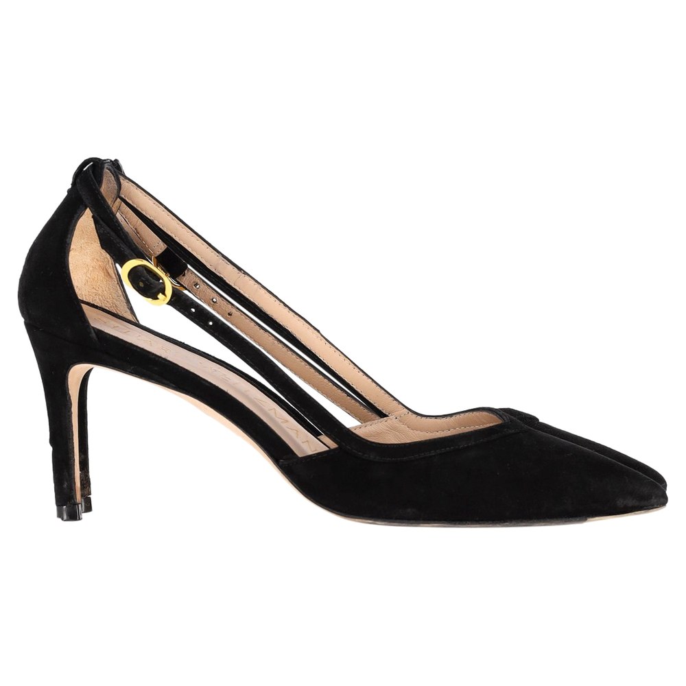 Stuart Weitzman Anny Cutout Pumps in Black Suede 7833190072380