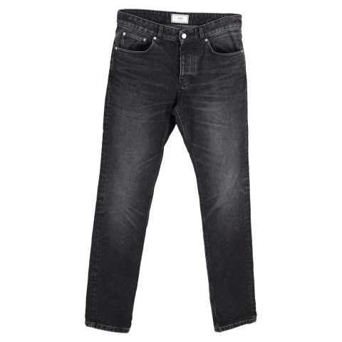 Ami Washed Straight-Leg Jeans in Black Cotton Denim 7833193873468