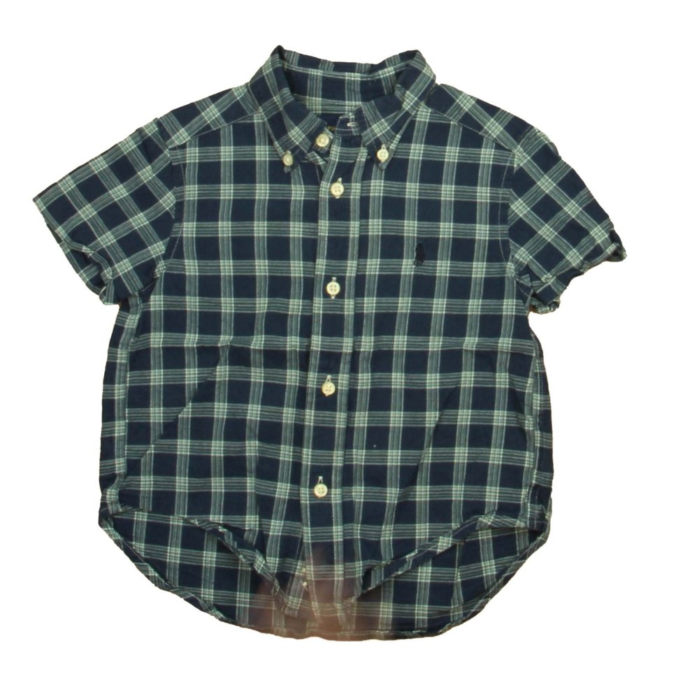 Ralph Lauren Boys Blue | Ivory Plaid Button Down Short Sleeve 7805832298556