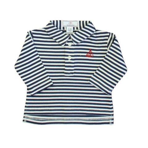 Classic Prep Boys Navy | Bright White | Red Rugby Shirt Size: 0-6 Months 7805832527932