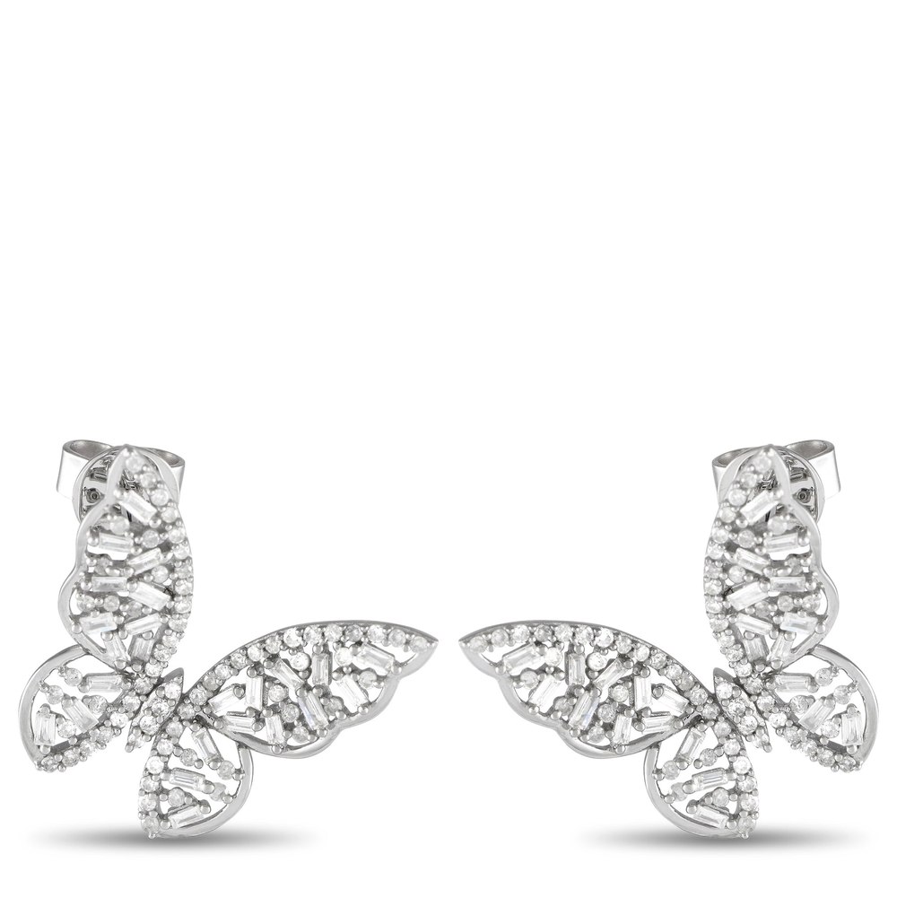 LB Exclusive 14K White Gold 1.0ct Diamond Butterfly Earrings ER28227