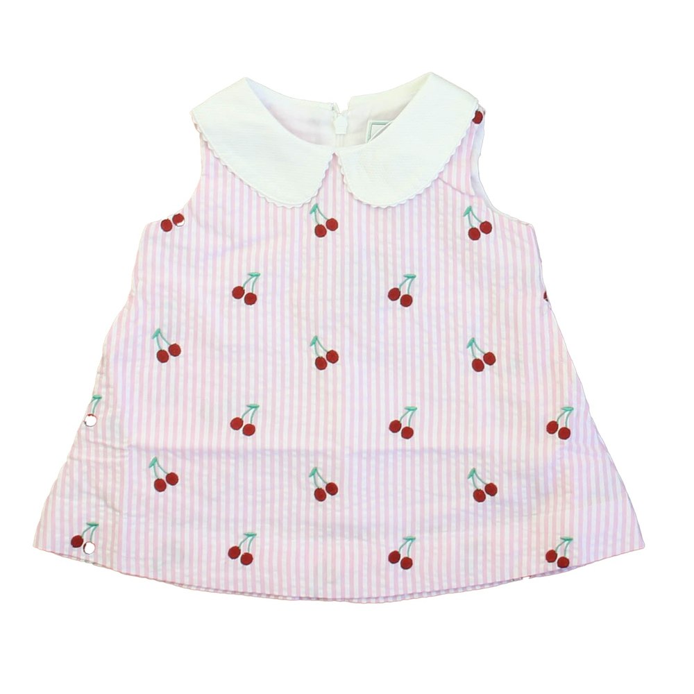 Classic Prep Girls Cherries on Pink Stripe Dress 7805838065724