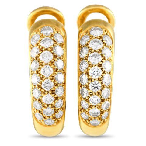 Cartier 18K Yellow Gold 1.0ct Diamond Hoop Clip-On Earrings CA05-120523