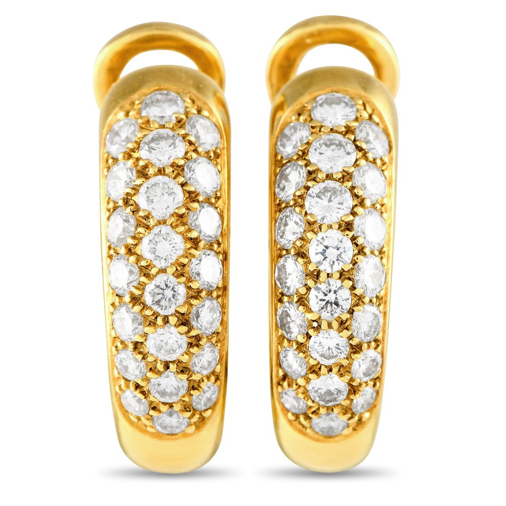 Cartier 18K Yellow Gold 1.0ct Diamond Hoop Clip-On Earrings CA05-120523