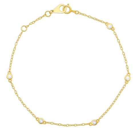 14k Yellow Gold Station Diamond Bracelet