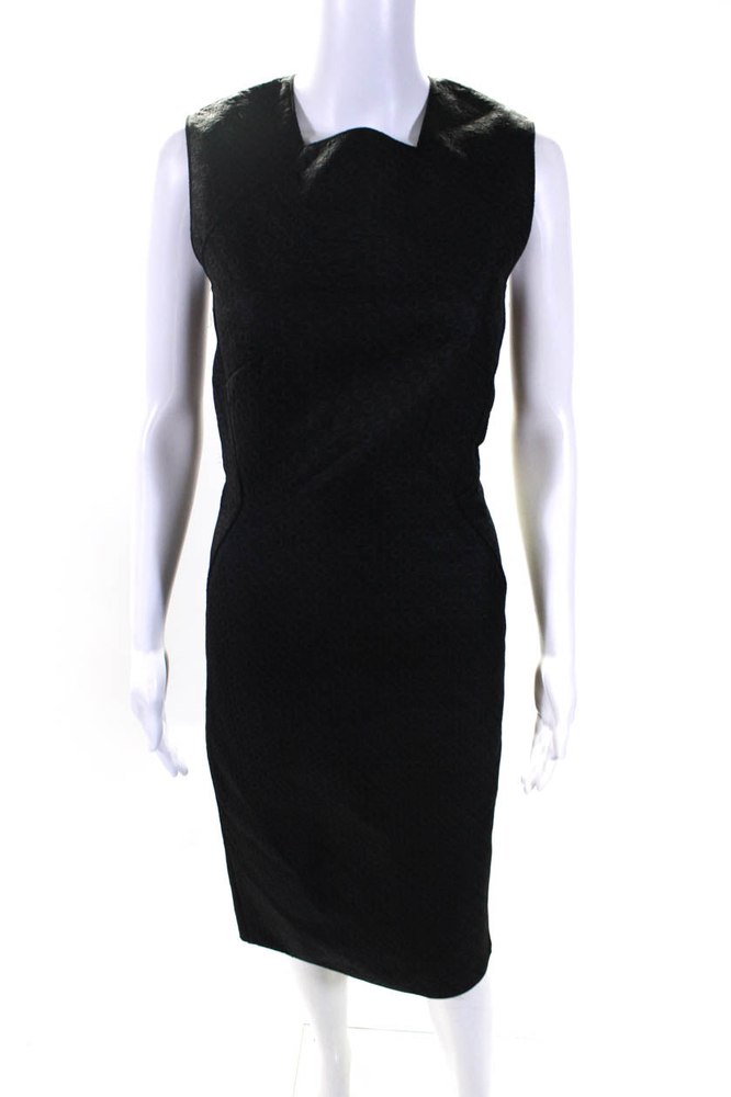 Bottega Veneta Womens Woven Sleeveless Square Neck Sheath Dress Black 7833598984252