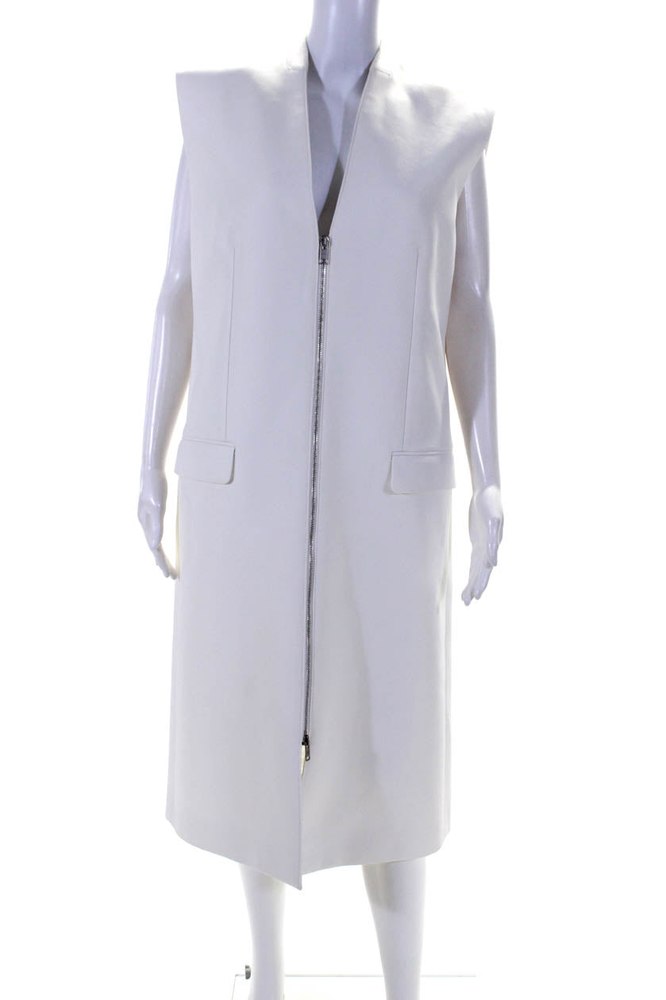 Givenchy Womens Full Zipper Sleeveless Shift Dress White 7833607372860