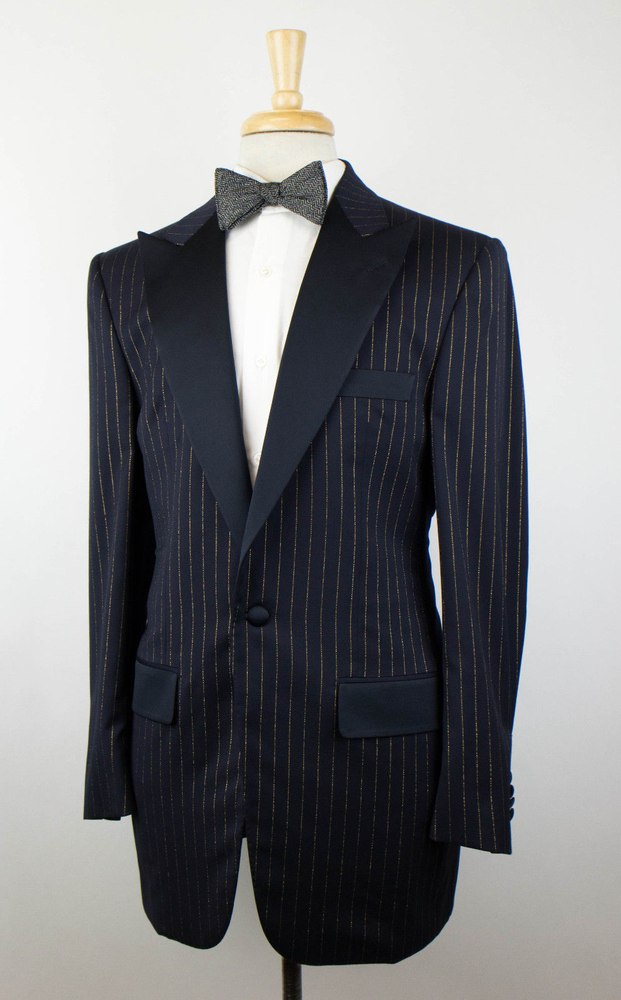 Blue Wool Peak Lapels Tuxedo Dinner Jacket