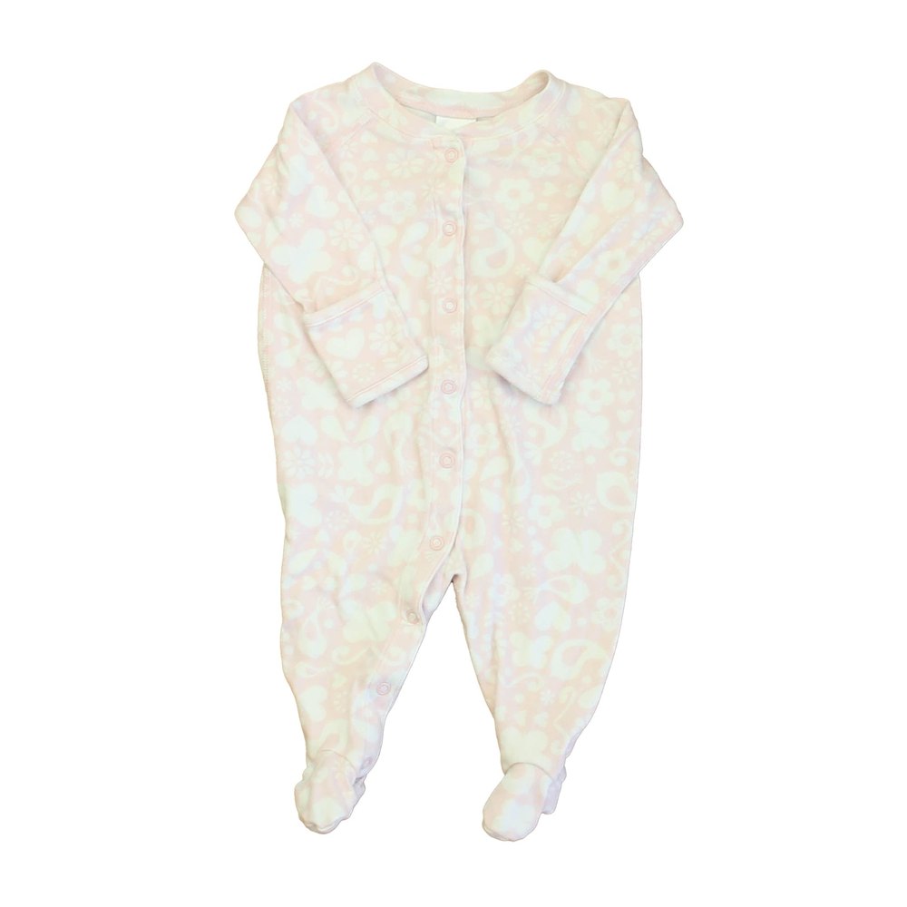 Hanna Andersson Girls Pink | White 1-piece footed Pajamas 7805954883644
