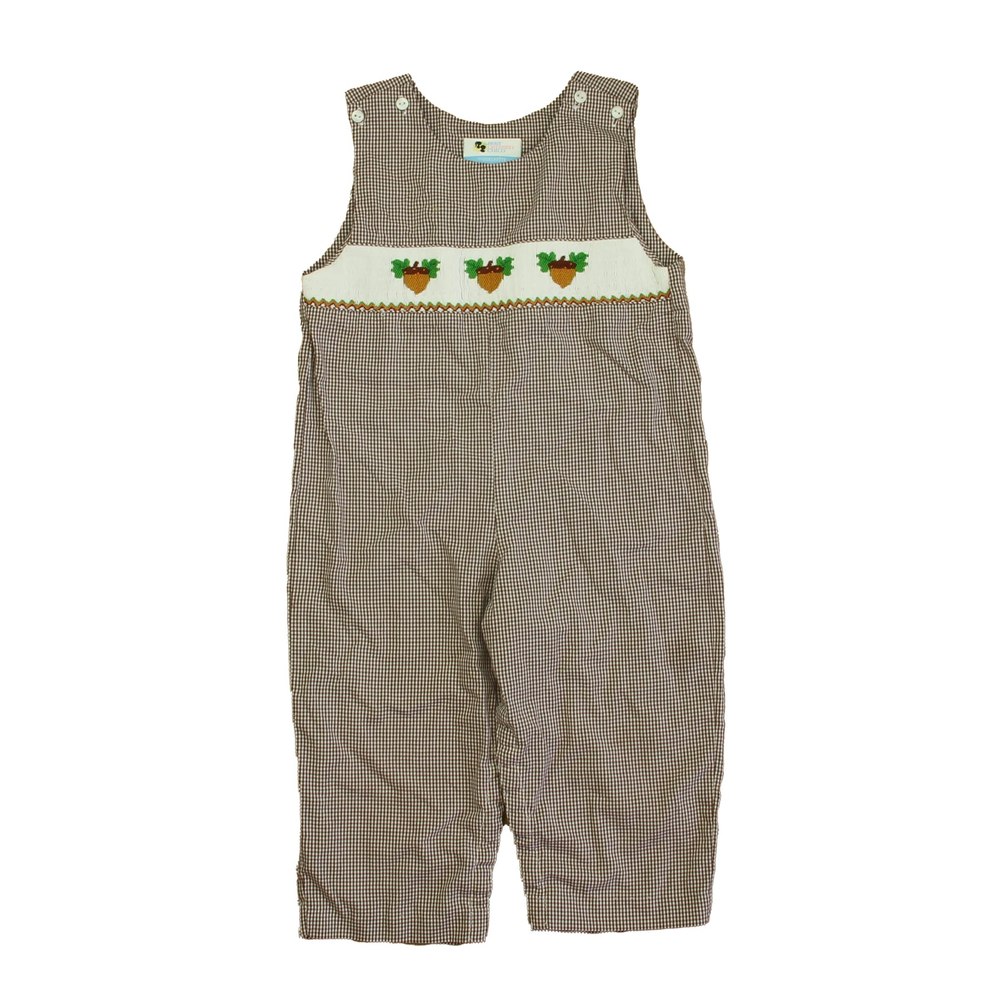 The Best Dressed Child Boys Brown | White Acorns Romper 7805956948028