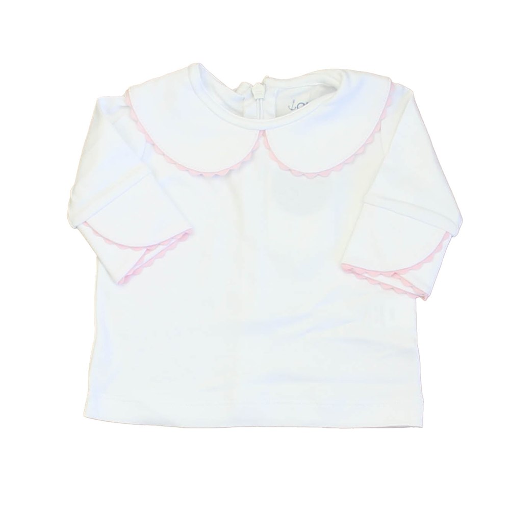 Classic Prep Girls Bright White with Lillys Pink Long Sleeve Shirt Size: 0-6 Months 7805965795388