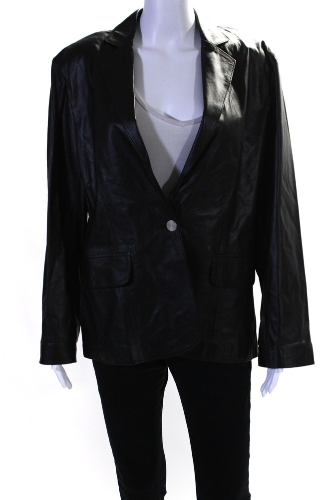 In Transit 2 Womens Leather Single Button Jacket Black 7833651347516