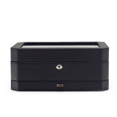 Wolf 4586029 Windsor 10 Piece Watch Box with Drawer in Black & Grey 7707685716028
