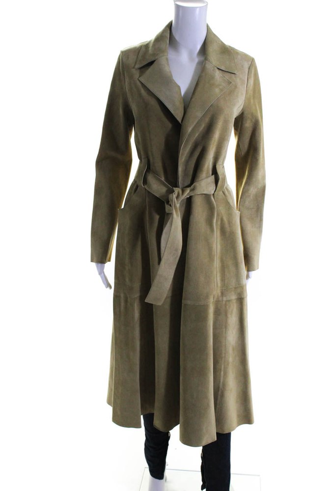 Derek Lam Womens Suede Belted Wrap Coat Ginger Beige 7833682870332