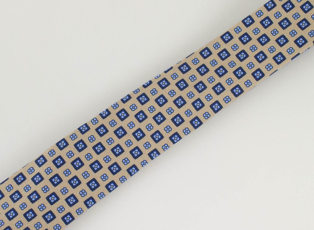 Brown with Floral Pattern 100% Silk Skinny Neck Tie