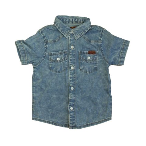7 for all Mankind Boys Blue Button Down Short Sleeve 7805996531772