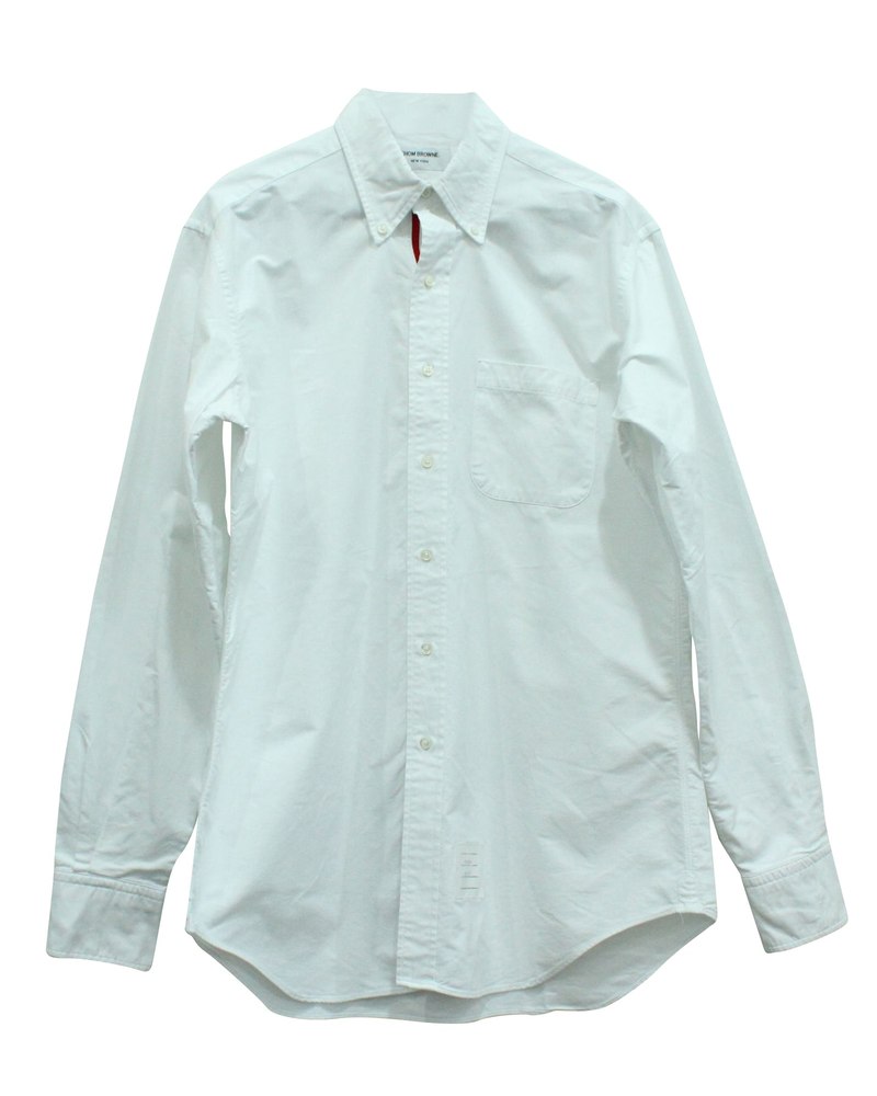 Thom Browne Oxford Grosgrain Placket Shirt in White Cotton 7833695420476