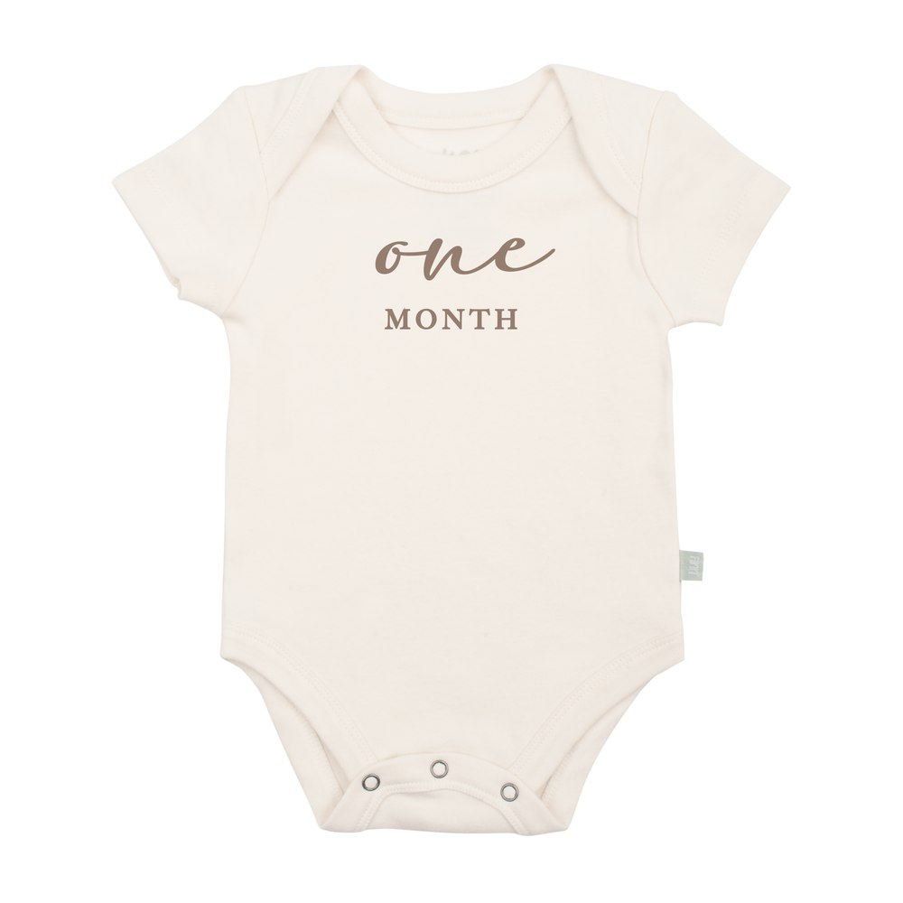 graphic bodysuit | one month milestone taupe
