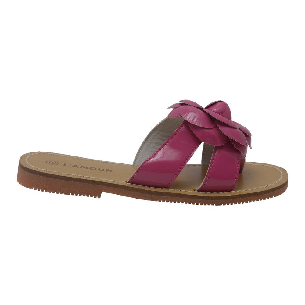 Girls Fuchsia Flower Accent Thong Trendy Sandals 7-10 Toddler